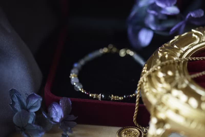 輝夜姬。茶晶 石榴石 薰衣草紫晶 拉長石 14KGP 天然石水晶 手鍊