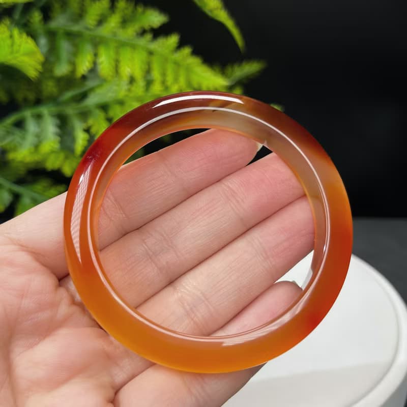 優質 馬達加斯加 漸變紅 瑪瑙手鐲 53+MM 冰潤千層天眼 鴻運當頭