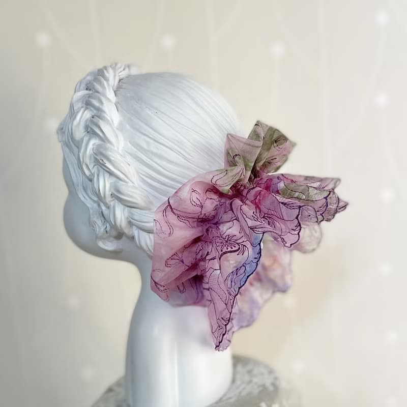 法式刺繡蕾絲大腸圈/ 髮圈 大腸髮圈 髮束 髮繩 髮飾 頭飾 禮物
