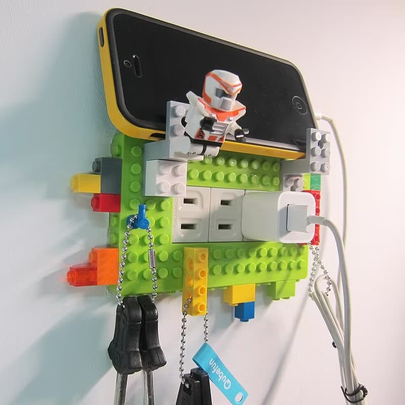 Qubefun 積木掛勾電源蓋+3入積木掛勾(活力黃) 相容樂高 可愛禮物