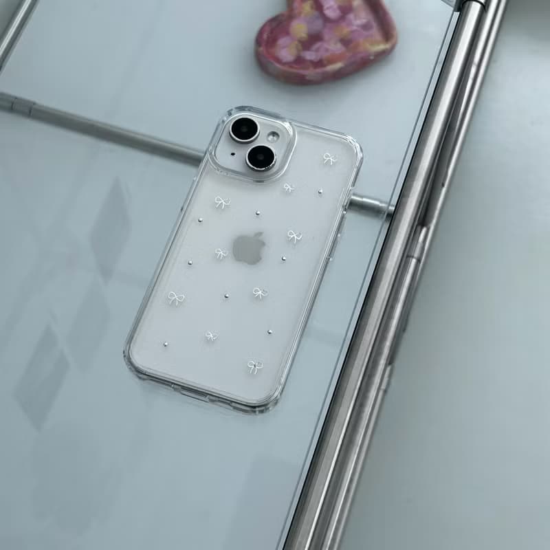 silver dot ribbon phone case