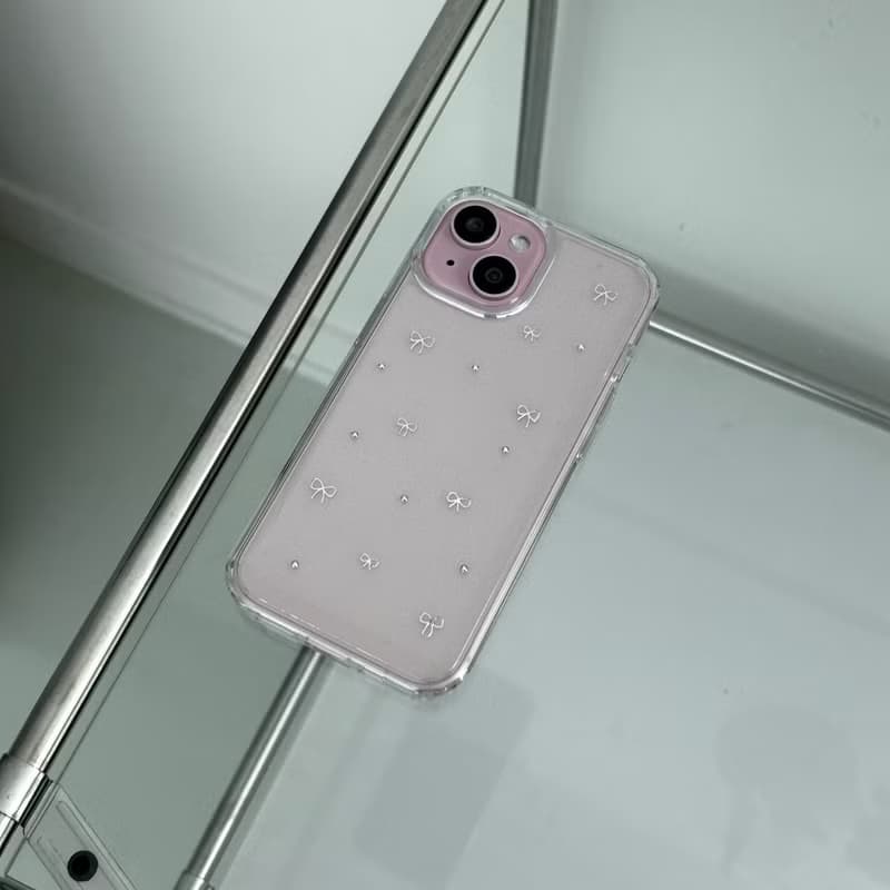 silver dot ribbon phone case