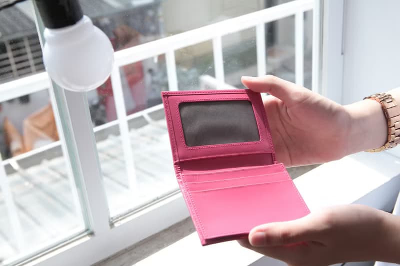 翻蓋名片夾 真皮 /布防潑水 平織緹花 開心迷你馬戲團(粉紅)