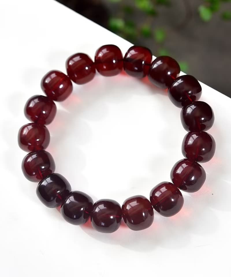 收藏級 天然血珀老型14MM單圈手串 天然琥珀 顆粒飽滿顏色紅潤