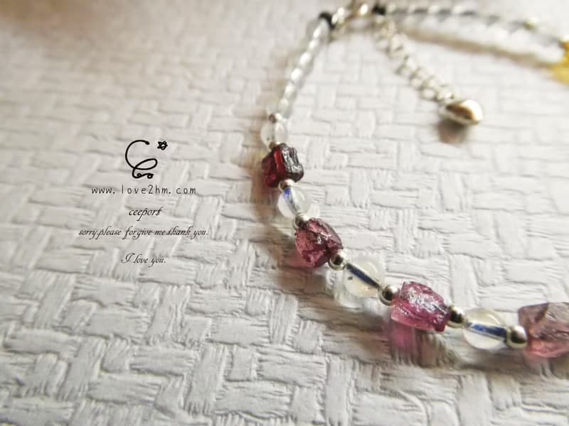 晶晶工坊*Love2hm 【轉圈圈】-彩虹碧璽月光石純銀手鍊