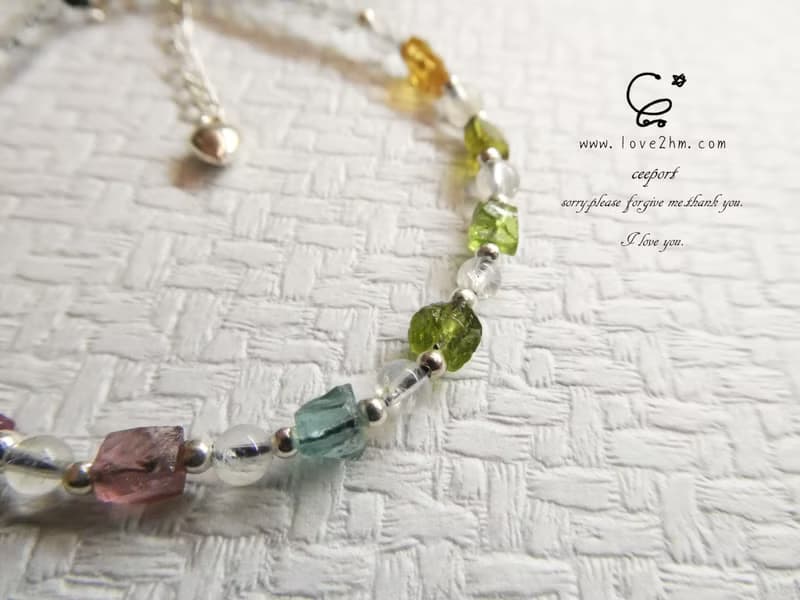 晶晶工坊*Love2hm 【轉圈圈】-彩虹碧璽月光石純銀手鍊