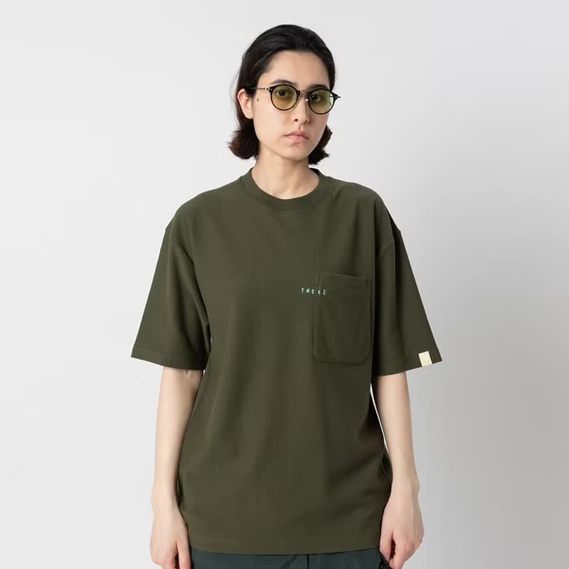PocketTee雙層口袋小領口廓形寬松通勤短袖棉T恤Cityboy