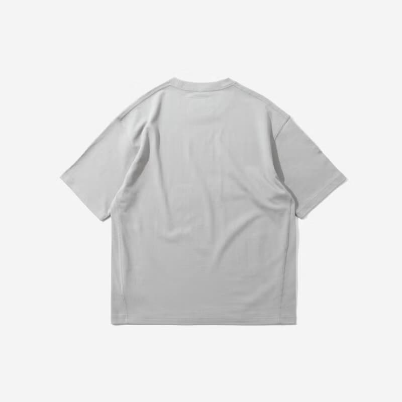 PocketTee雙層口袋小領口廓形寬松通勤短袖棉T恤Cityboy