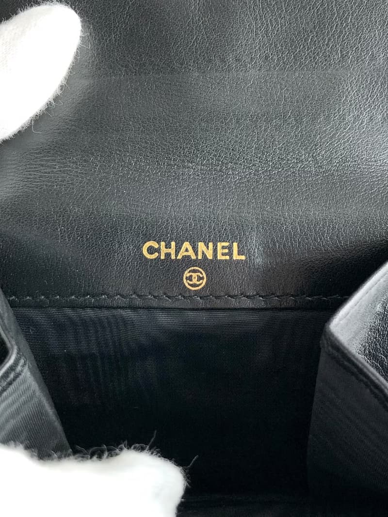 【 日本直送　名牌中古包 】CHANEL シャネル コインケース ブラック ココマーク キャビアスキン 2つ折り vintage ヴィンテージ j3hztw