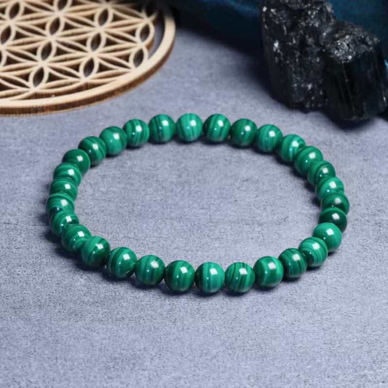 一圖一物│#414 6mm 孔雀石水晶手鍊 情緒舒緩 開運招財旺事業
