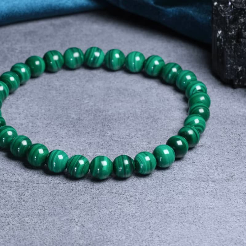 一圖一物│#414 6mm 孔雀石水晶手鍊 情緒舒緩 開運招財旺事業