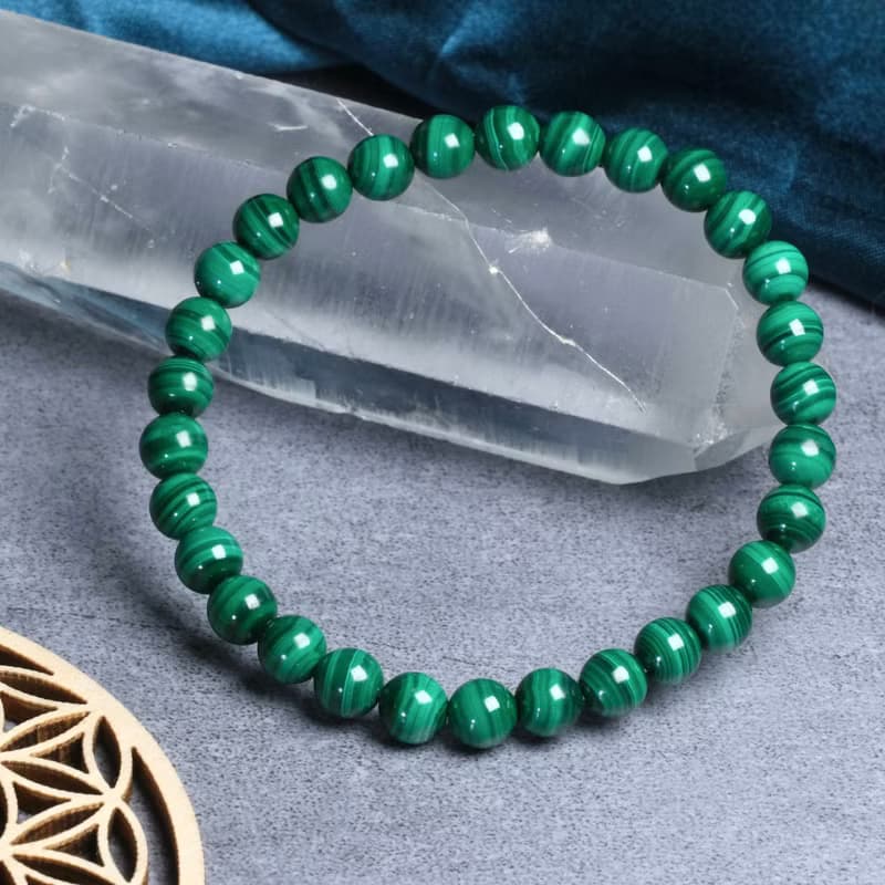一圖一物│#414 6mm 孔雀石水晶手鍊 情緒舒緩 開運招財旺事業
