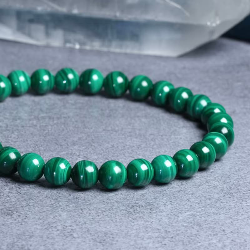 一圖一物│#414 6mm 孔雀石水晶手鍊 情緒舒緩 開運招財旺事業