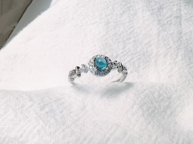 天然藍托帕 蛋面 光澤迷人 優雅精緻 純銀戒指 11月生日石