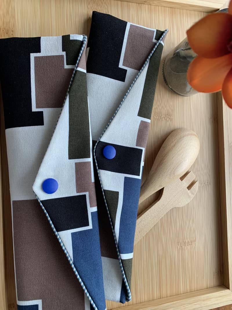 文青風環保純棉筷袋 ~謙謙君子 沈穩藍 潮物 收納 手作餐具袋 禮