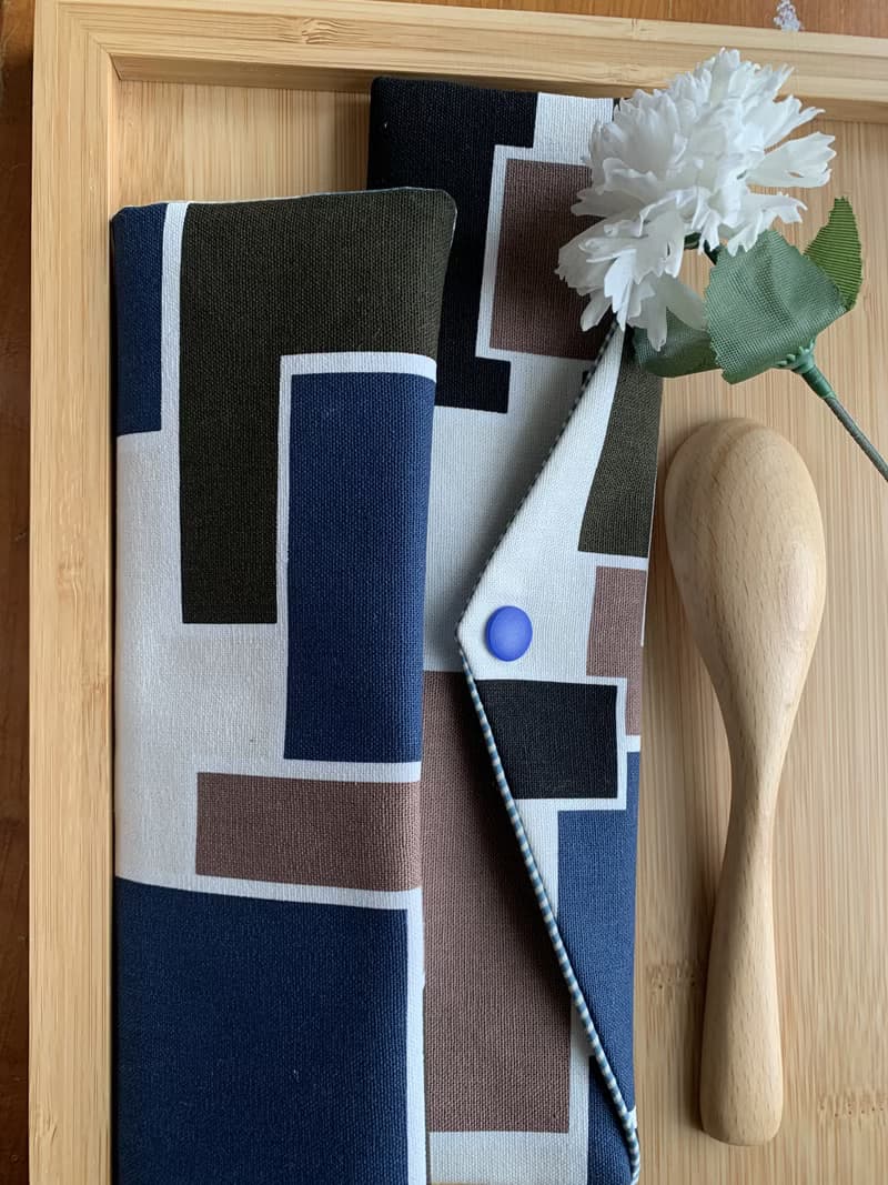 文青風環保純棉筷袋 ~謙謙君子 沈穩藍 潮物 收納 手作餐具袋 禮