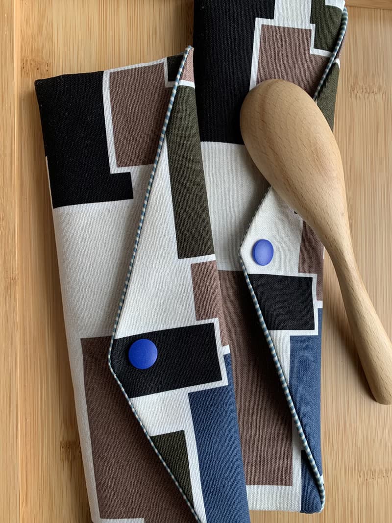 文青風環保純棉筷袋 ~謙謙君子 沈穩藍 潮物 收納 手作餐具袋 禮