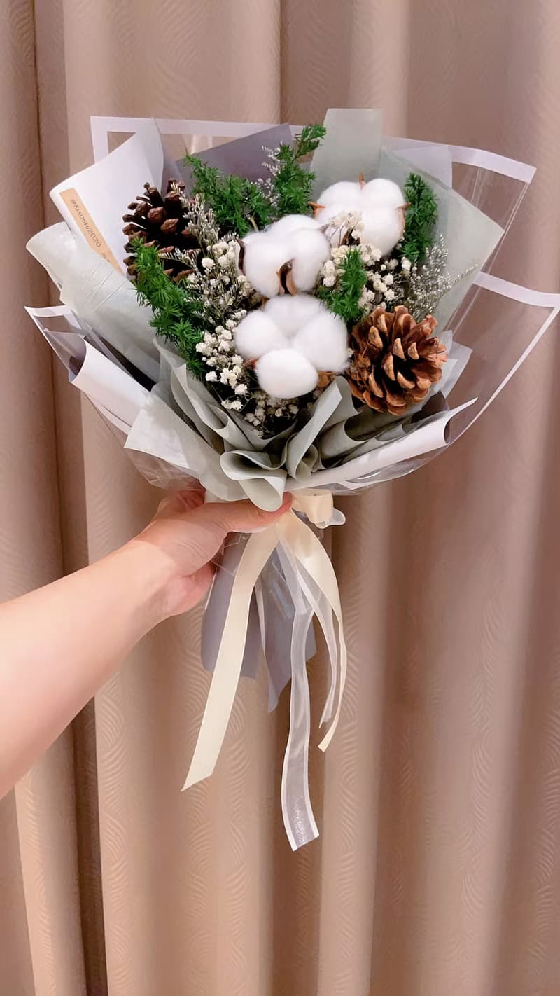 棉花花束 乾燥花束 畢業花束 生日花束 韓式花束 永生花花束 乾燥