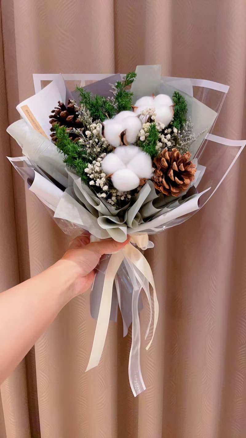 棉花花束 乾燥花束 畢業花束 生日花束 韓式花束 永生花花束 乾燥