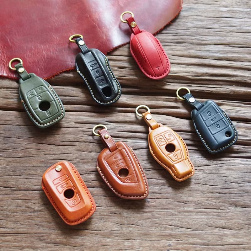 賓士電動車 Benz EQS EQA EQB EQC GLC手工汽車鑰匙皮套 日製皮套