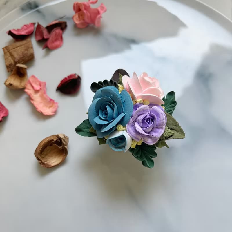韓國奶油土擠花擴香石/擴香花/大理石紋石膏盆栽/浪漫玫瑰