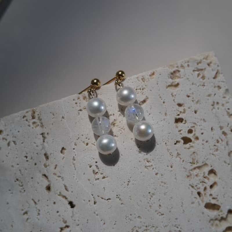 月光石珍珠耳環耳墜