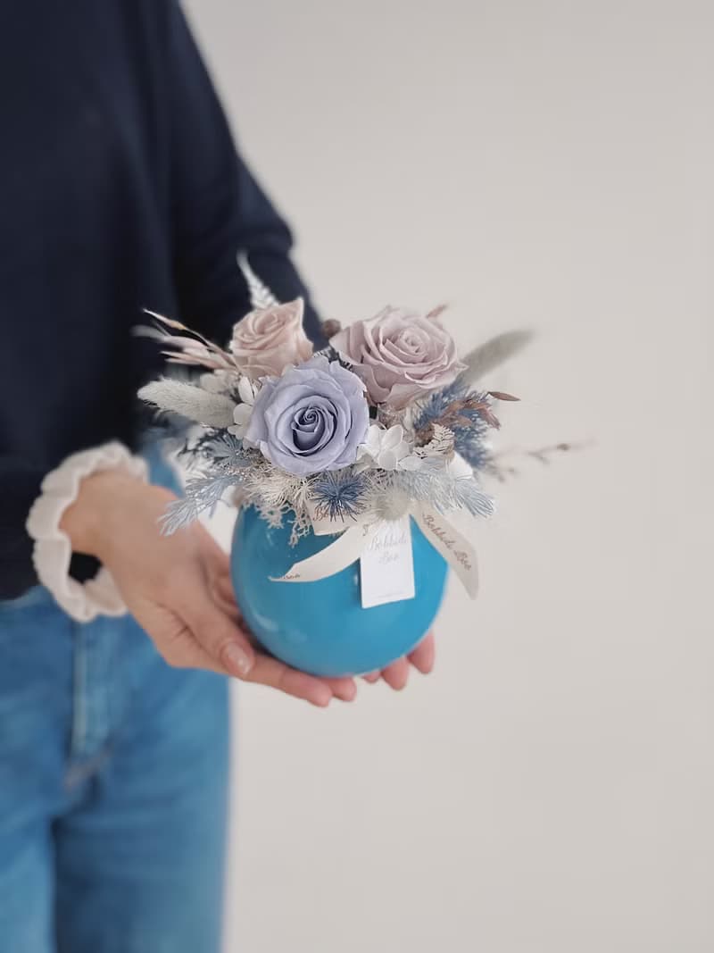 【永生玫瑰花盆花】• 情人節禮物/生日禮物/永生花/永生玫瑰花