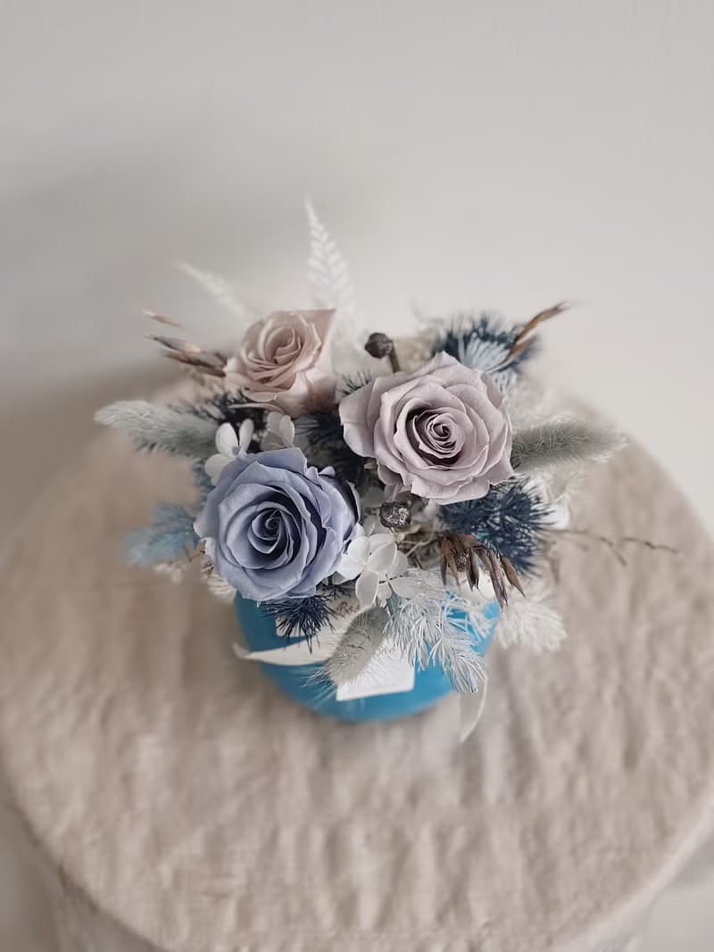 【永生玫瑰花盆花】• 情人節禮物/生日禮物/永生花/永生玫瑰花