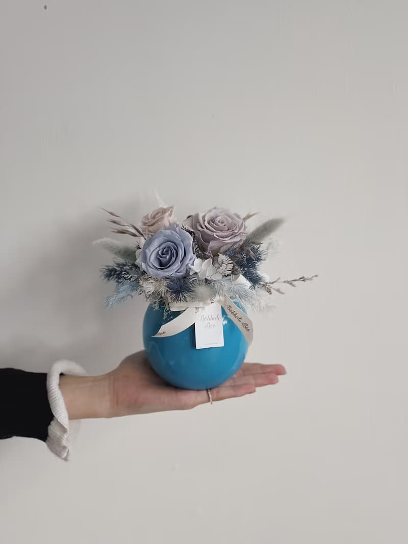【永生玫瑰花盆花】• 情人節禮物/生日禮物/永生花/永生玫瑰花