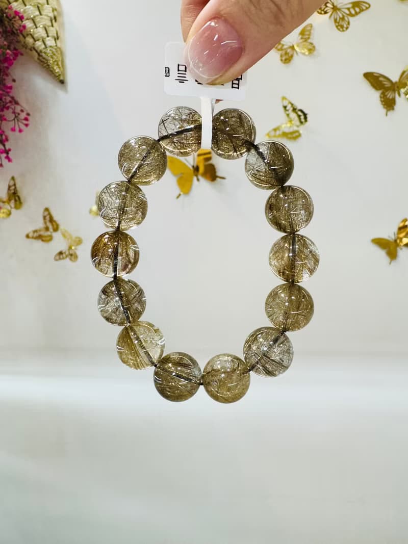 精品級天然金銀銅髮魔鬼髮晶14.5mm58.58g鋼絲球效應避邪擋煞招財