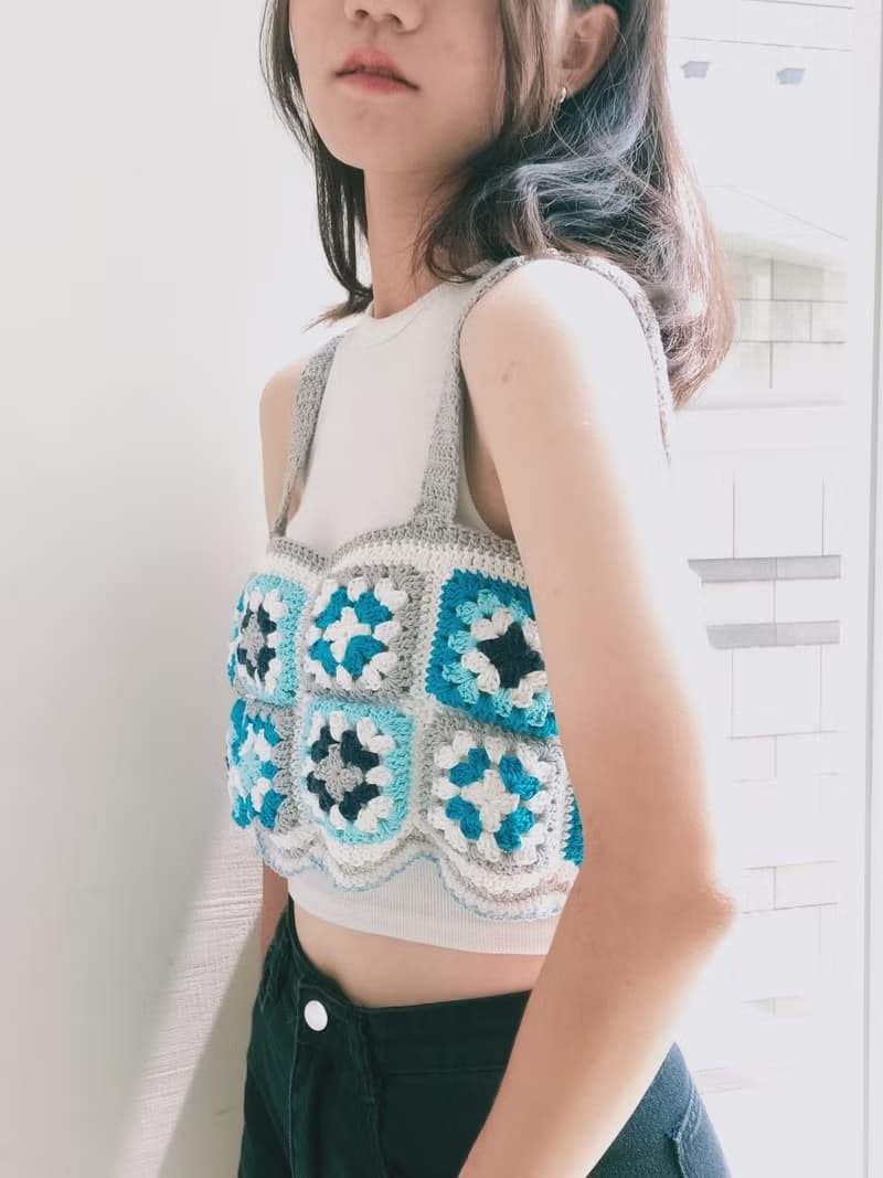 鹽系少女系列 祖母方格花磚背心