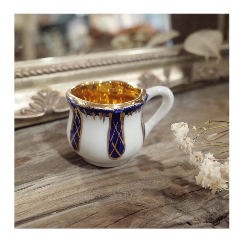 收藏自葡萄牙.鈷藍色金色白瓷小奶盅.瓷器.小奶壺#收藏品#稀有件