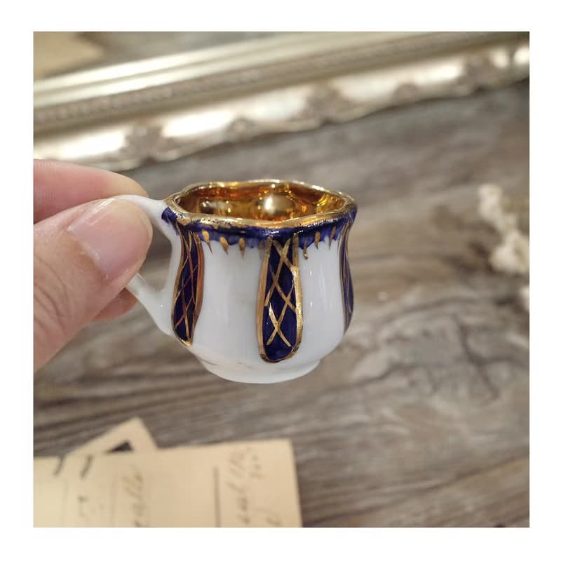 收藏自葡萄牙.鈷藍色金色白瓷小奶盅.瓷器.小奶壺#收藏品#稀有件