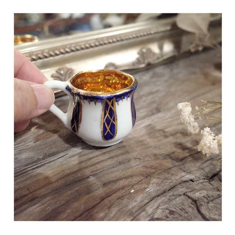 收藏自葡萄牙.鈷藍色金色白瓷小奶盅.瓷器.小奶壺#收藏品#稀有件