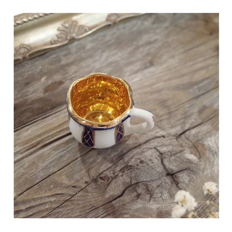 收藏自葡萄牙.鈷藍色金色白瓷小奶盅.瓷器.小奶壺#收藏品#稀有件