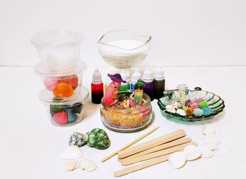 【海底世界花鰻鰻】 親子材料包 香氛蠟燭 沙畫蠟燭 免開火