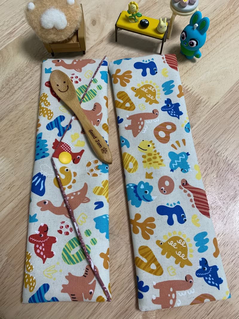 文青風環保純棉筷袋 萌萌侏羅紀 質感原胚 日本 潮物 收納 手作餐