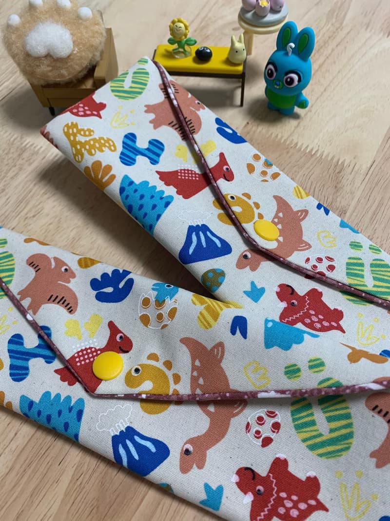 文青風環保純棉筷袋 萌萌侏羅紀 質感原胚 日本 潮物 收納 手作餐