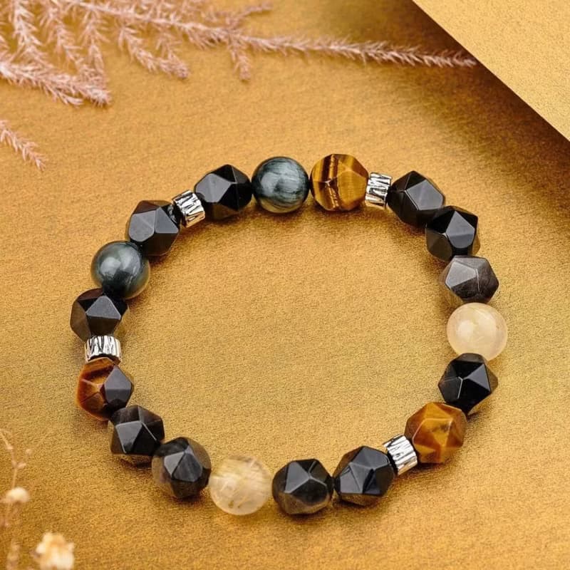 現貨禮盒包裝【金鷹 男款】鷹眼石 金髮晶 銀曜石 黃虎眼手鍊