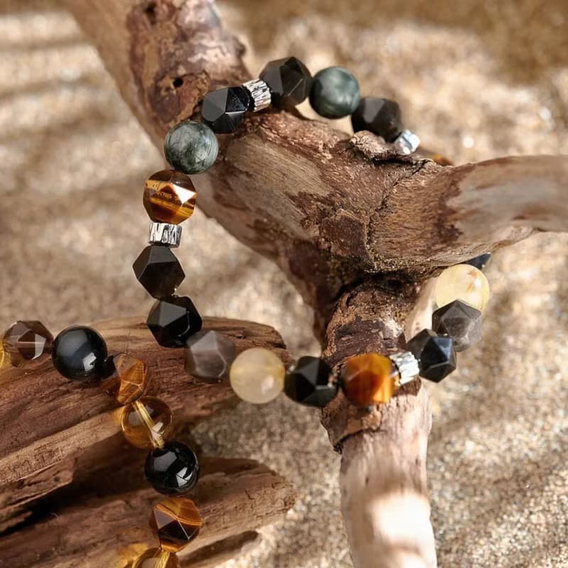 現貨禮盒包裝【金鷹 男款】鷹眼石 金髮晶 銀曜石 黃虎眼手鍊