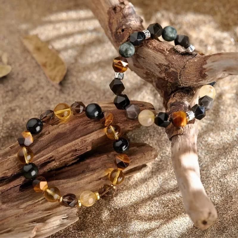 現貨禮盒包裝【金鷹 男款】鷹眼石 金髮晶 銀曜石 黃虎眼手鍊