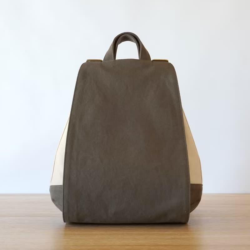 ワッフル / カーキ × アイボリー 【受注制作】 Trocco 帆布バッグ