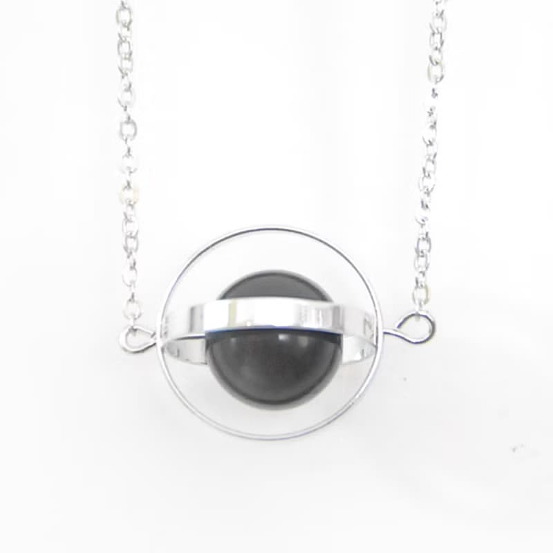 守護星球。宇宙。銀環。黑曜石。項鍊 Guardian Planet。Galaxy。Sliver Ring。Obsidian。Necklace。生日禮物。閨蜜禮物。姐妹禮物