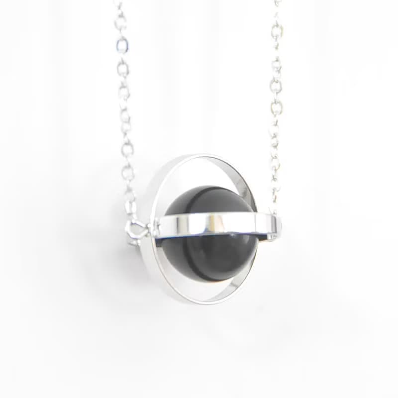 守護星球。宇宙。銀環。黑曜石。項鍊 Guardian Planet。Galaxy。Sliver Ring。Obsidian。Necklace。生日禮物。閨蜜禮物。姐妹禮物