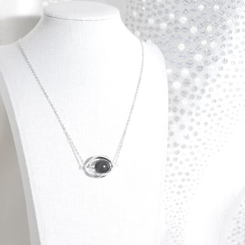 守護星球。宇宙。銀環。黑曜石。項鍊 Guardian Planet。Galaxy。Sliver Ring。Obsidian。Necklace。生日禮物。閨蜜禮物。姐妹禮物