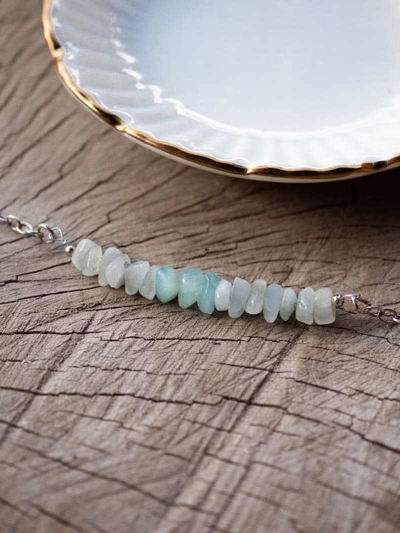 Raw Amazonite Bracelet, 925 Silver, Gift to Mom, Taurus Birthstone, Virgo Gem