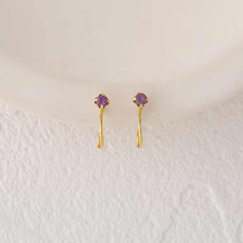 birthstone ―2月 アメジスト miniループフィットイヤリング　誕生石
