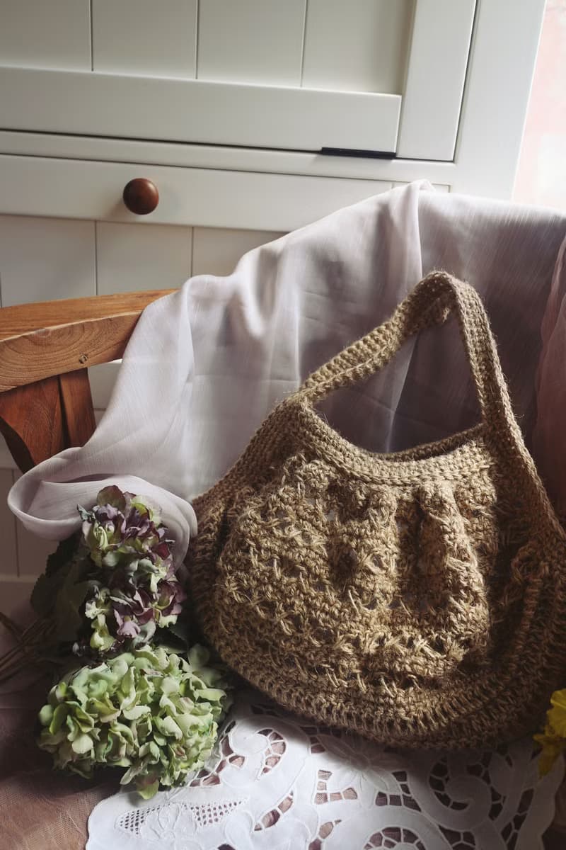 【現貨】Handmade手工編織黃麻繩編織網袋/手提包/麻繩包