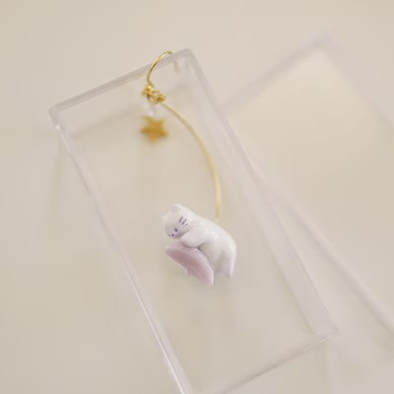 |獨角森林| 尋找遺失的月-小貓耳環/耳夾