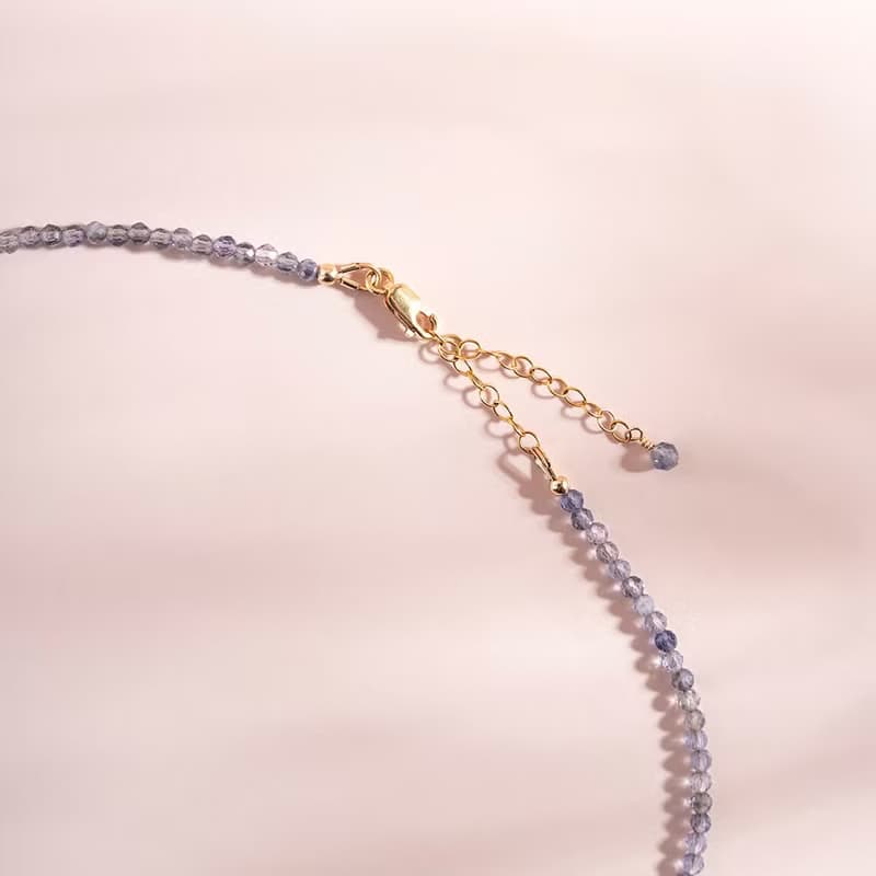 堇青石坦桑石14K包金頸圈項鍊 禮物